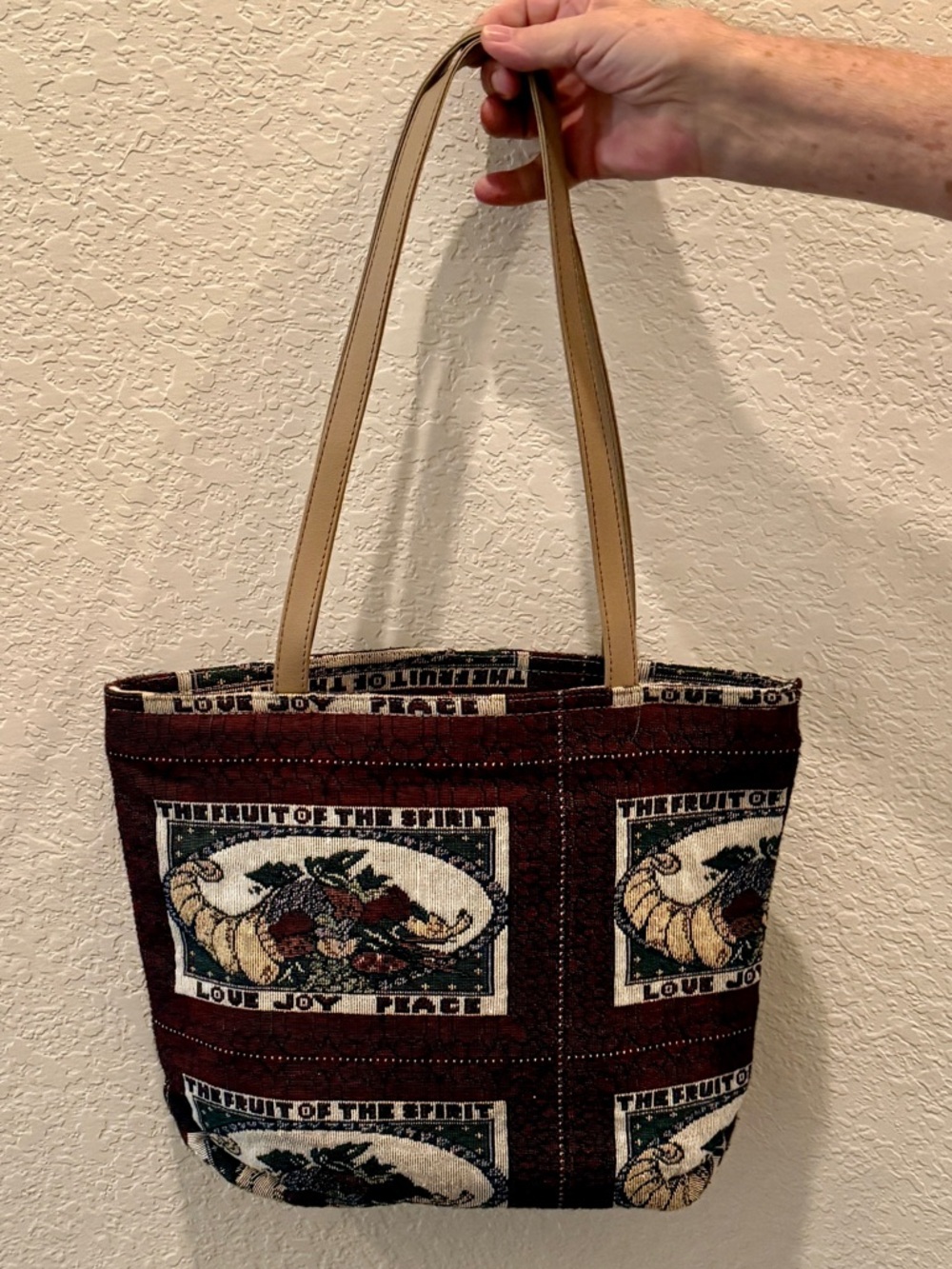 Tapestry Patchwork Tote Bag LOVE JOY PEACE